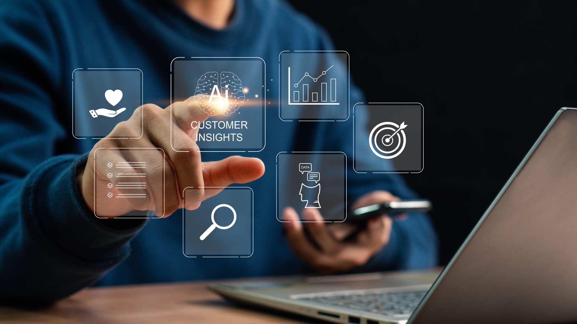 Customer insight marketing concept using AI technology, Deep understanding of customers, behaviors and needs. Using customer insight to build strong customer relationship and increase loyalty.